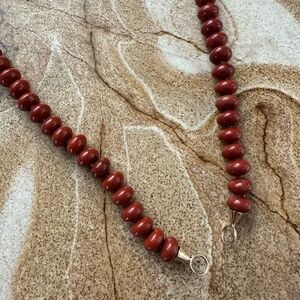 Marla Aaron red jasper bead necklace 18"